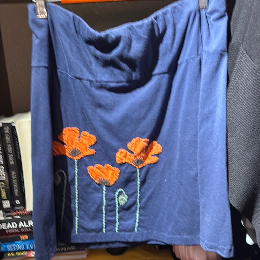 Agl Blue and Orange A-Line Knee-Length Skirt Casual